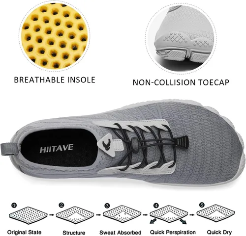 Vista 5 de HIITAVE - Zapatos acuáticos y con sensación de pies descalzos para hombre, calcetines acuáticos de secado rápido para deportes al aire libre