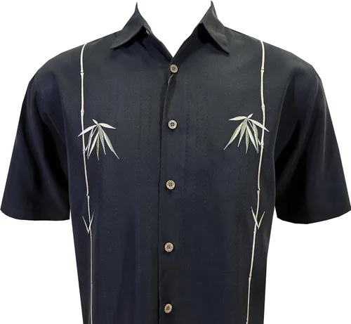 Vista 4 de Bamboo Cay Camisa hawaiana de manga corta para hombre con doble bambú