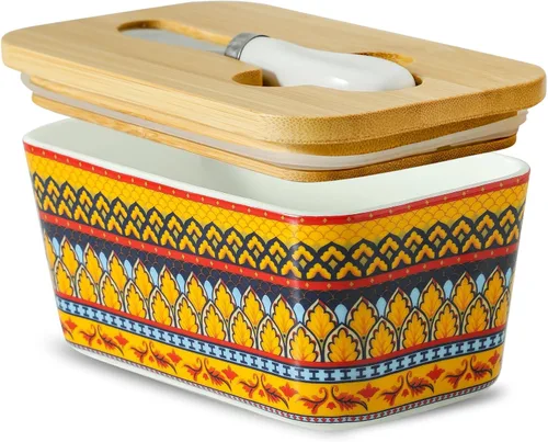 Vista 14 de Hasense Mantequillera con Tapa, Plato de Mantequilla de Cerámica con Cuchillo para Encimera, Recipiente Hermético Cubierto para Mantener Negro