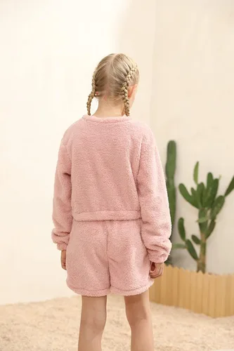 Vista 4 de Mafulus Conjunto de pantalones de dos piezas para niñas, cómodos, ligeros, de manga larga, con bolsillos