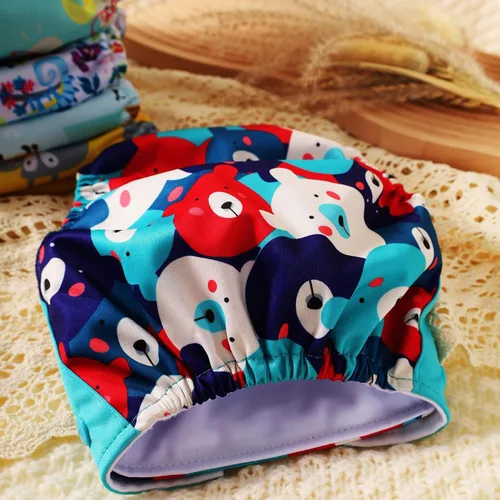 Vista 7 de Pañales de tela, paquete de 6 con 6 rellenos y 1 bolsa para artículos húmedos, funda impermeable, lavable, reutilizable y de bolsillo ajustable