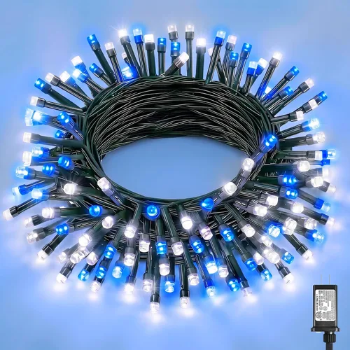Vista 50 de Tira de luces LED de Navidad de 40 pies para exteriores, luces rojas y blancas de Navidad impermeables, 8 modos y temporizador, luces de árbol