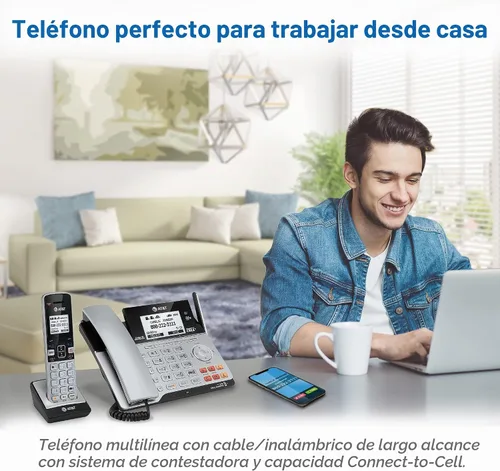 Vista 3 de Teléfono AT&T DECT 6.0 con identificador de llamadas y llamada en espera, Plateado/Negro