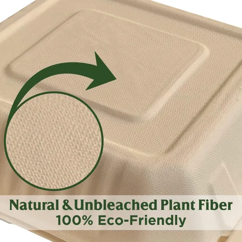 Vista 7 de Raj Eco To Go Contenedores de alimentos de 6 pulgadas con cubierta compostable, cajas desechables para llevar alimentos Contenedores para llevar