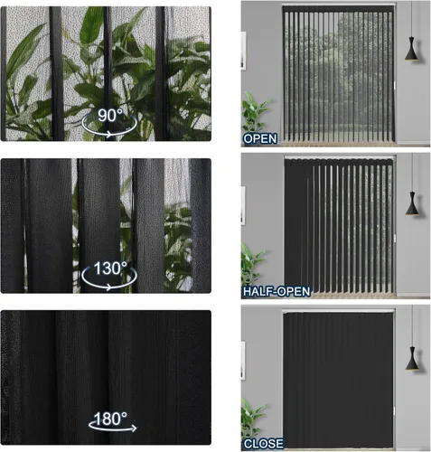 Vista 3 de Persianas verticales personalizadas, inalámbricas, control de varita, luz de ajuste, filtrado de luz de privacidad para puertas corredizas de vidrio