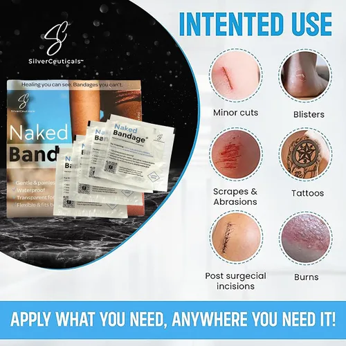 Vista 3 de Naked Bandage - Mantiene los cortes de raspaduras, quemaduras y tatuajes húmedos, transpirable y transparente, monitorea la curación, eliminación