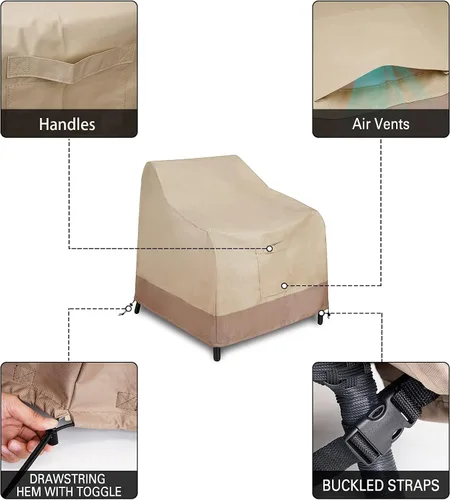 Vista 5 de Funda para silla de patio, resistente al agua, para exteriores, protección contra todo tipo de clima, funda para muebles de césped, paquete de 2