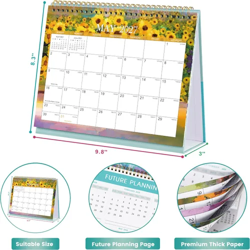 Vista 5 de Calendario de escritorio 2027 - Calendario de escritorio con tapa de pie