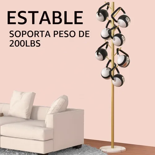 Vista 7 de Durmmur Perchero de Servicio Pesado con Base de Mármol Natural, Soporte de Abrigos de Metal Independiente con 8 Ganchos, Árbol Perchero Moderno