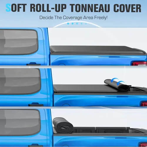 Vista 2 de Cubierta Tonneau enrollable suave de 6 pies para 2005-2024 Frontier 2009-2012 Suzuki Equator 6 pies (73.3 pulgadas) cama Styleside Fleetside