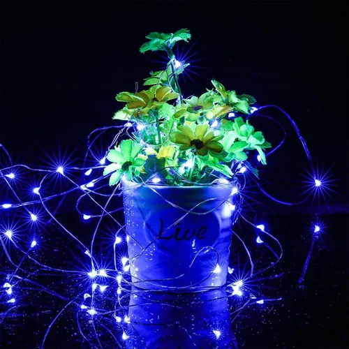 Vista 3 de Paquete de 12 luces de hadas que funcionan con pilas, 2,1 metros, 20 luces LED impermeables, cable plateado, efecto de luciérnagas y luna estrellada