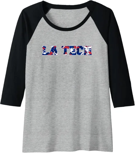 Vista 4 de Louisiana Tech Bulldogs Camo Raglan Baseball Tee