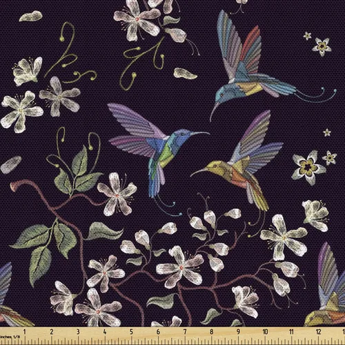 Vista 12 de Ambesonne The Yard - Tela de gato con temática de bosque, diseño de animales en barcos, diseño creativo náutico de vida silvestre, tela decorativa