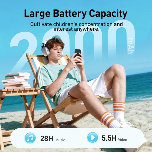 Vista 4 de Reproductor MP3 AGPTEK de 80GB para niños con Bluetooth y WiFi, T07S Reproductor de música de 4'' con controles parentales, Spotify Kids, hasta