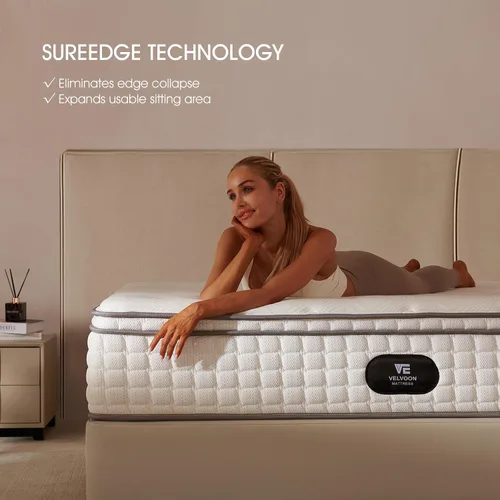 Vista 8 de Colchón Queen, Colchón de Espuma Viscoelástica con Gel Refrescante de 12 pulgadas, Sueño Fresco, Alivio de Presión con Soporte Medio Firme, Mejora