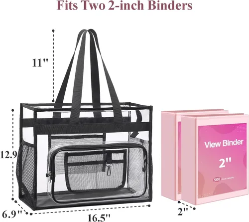Vista 4 de PACKISM Bolsa transparente para la escuela, bolsa transparente grande y resistente para la escuela, transparente de PVC transparente para niñas