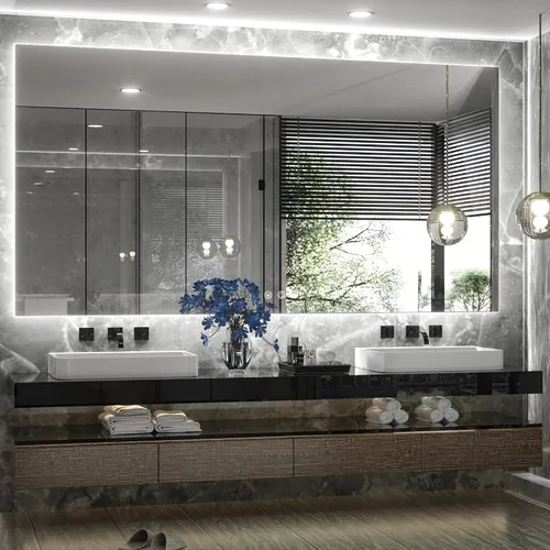 Vista 25 de TETOTE - Espejo retroiluminado para baño con luz, botón táctil regulable y función antivaho (horizontal o vertical)