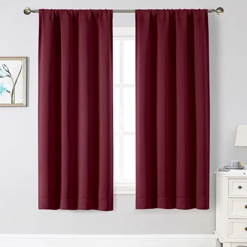 Vista 206 de Cortinas opacas para dormitorio, sala de estar, juego de 2 paneles de 54 pulgadas de largo, cortinas de oscurecimiento de habitación con aislamiento