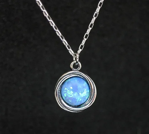 Vista 8 de Colgante de collar de ópalo, collar de ópalo azul de plata esterlina 925 para mujeres y niñas, colgante de piedra minimalista, collar de ópalo
