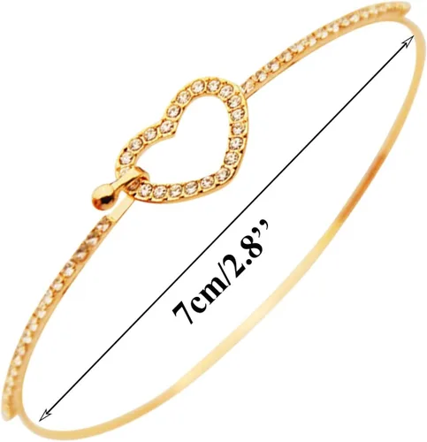 Vista 3 de Pulsera de aleación clásica de corazón para mujer pulsera de cristal con diamantes de imitación joyería de moda boda para niñas