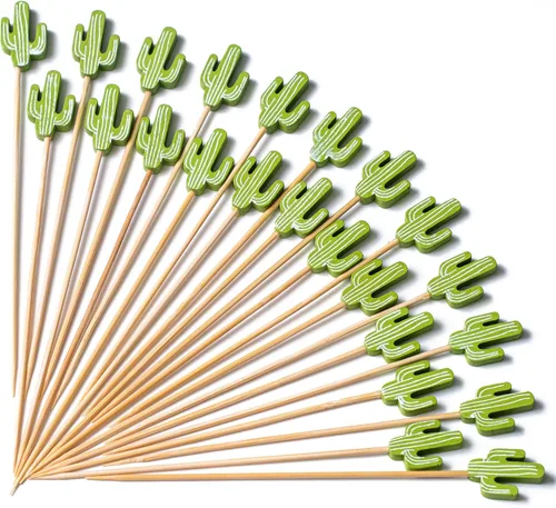 Vista 41 de PuTwo palillos de cóctel hechos a mano 300 unidades palillos de cóctel de bambú natural con cuentas cúbicas en los extremos, ecológicos, pinchos