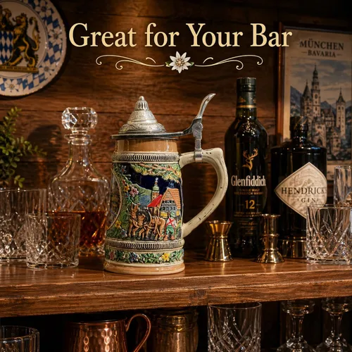 Vista 5 de Descenso de la visualización en Alemania Esencia de Europa Regalos e.h.g. Collectible cerveza de cerámica con tapa de metal