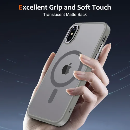 Vista 1147 de Anuck - Funda magnética para iPhone 11 compatible con MagSafe, carcasa trasera mate translúcida dura, borde de TPU, delgada, resistente a impactos