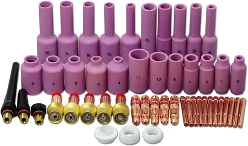 Vista 8 de RIVERWELD TIG Lente de gas Collet Cuerpos 45V 10N Boquilla de alúmina Tazas de cerámica 54N Serie de gran diámetro 2% Electrodo de tungsteno toriado