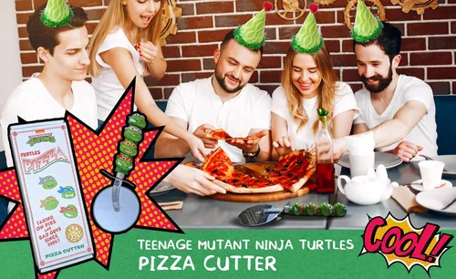 Vista 7 de Teenage Mutant Ninja Cortador de pizza de tortugas Cortador de pizza TMNT Cortador de rueda de pizza TMNT Suministros de fiesta de pizza TMNT