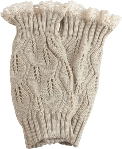 Vista 3 de Calcetines de botas para mujer, calentadores cortos de invierno para piernas, con encaje de ganchillo, puños de botas de punto para mujer, botas