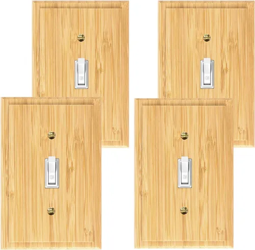 Vista 25 de Placa de interruptor de luz de palanca simple de madera maciza de 4.8 x 3.14 pulgadas, cubierta de interruptor de luz de calidad de madera cruda