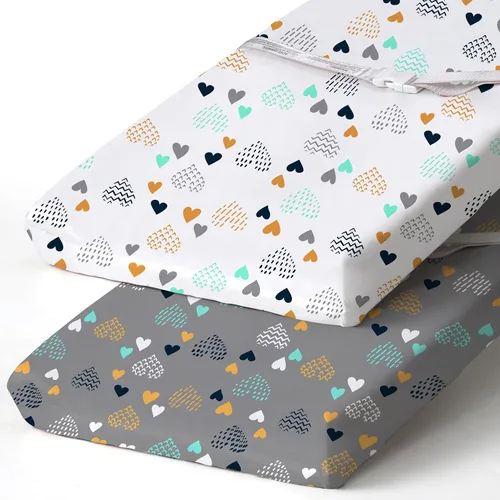 Vista 78 de BROLEX - Fundas elásticas para cambiador, funda para cambiador para bebés, niños y niñas, paquete de 2 unidades, punto de jersey, flecha y búho