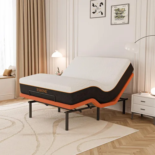 Vista 25 de ESHINE - Base de cama ajustable individual XL con colchón + colchón de espuma viscoelástica de gel de 8 pulgadas (firmeza media), control por