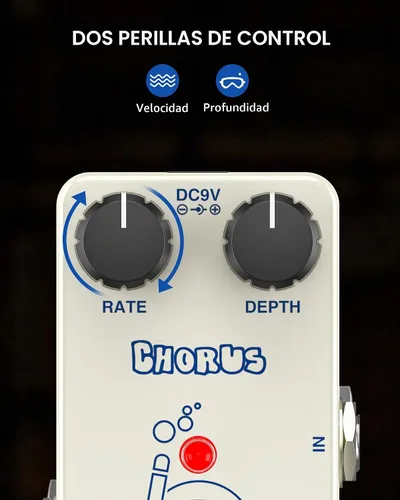 Vista 2 de Pogolab Pedal de Chorus, Pedal de Guitarra Chorus, Mini Pedal de Chorus Analógico, DC 9V, True Bypass para Guitarra Eléctrica Coro
