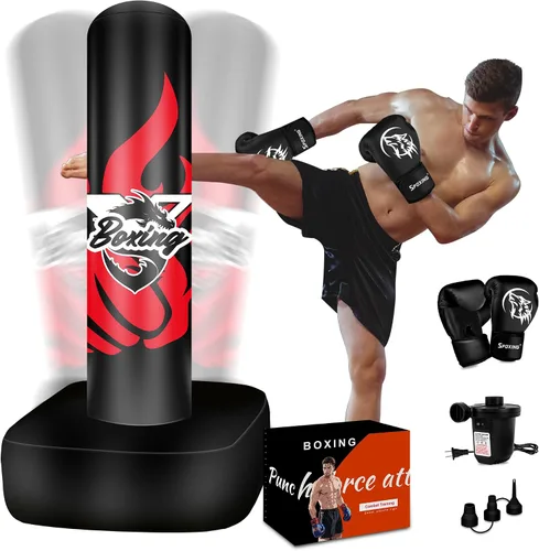Vista 11 de Freestanding Punching Bag for Adult Teens, 70" Heavy Punching Bag with Boxing Gloves and Electric Air Pump for Beginners Kickboxing Training MMA