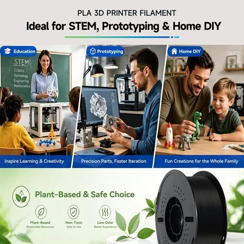 Vista 5 de Kingroon PLA - Filamento para impresora 3D, 10 carretes, precisión dimensional de +/- 0.02 mm, carrete de 10 kg (22 libras), 1.75 mm, 5 negro + 5