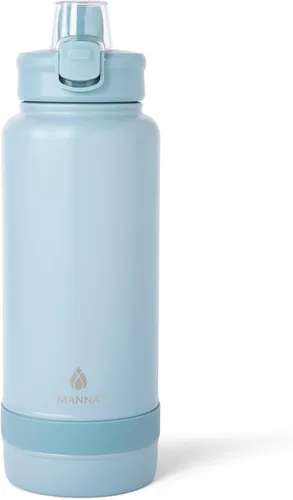 Vista 8 de Manna Botella de acero inoxidable con tapa de bloqueo a presión y boquilla para sorber - 16 onzas - Blazer Powder Coat