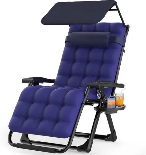 Vista 8 de Suteck Silla de gravedad cero con toldo, sillas reclinables para acampar 26 pulgadas negro con toldo