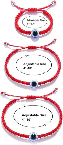 Vista 3 de Sucanra Pulsera contra el mal de ojo ajustable de cuerda roja de la suerte, pulsera de protección de la cábala para mamá y yo, juego de pulseras a