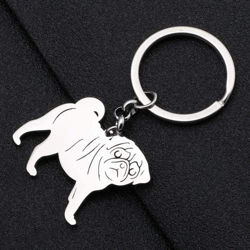 Vista 3 de Stainless Steel Pug Dog Keychain Chihuahua Labrador Corgi Puppy Key Ring Charms Pets Gifts for Women Girls Dog Lovers