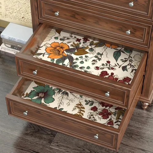 Vista 7 de Danodoi Papel tapiz floral amarillo para despegar y pegar, papel tapiz de vinilo para pegar y despegar, papel adhesivo colorido para armarios, papel