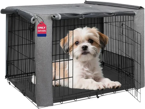 Vista 31 de HiCaptain Funda para Jaula de Perro 24.0" L x 18.0" A x 20.0" Al con Malla Transpirable, Funda para Perrera Duradera Heavy Duty, Paneles con Doble