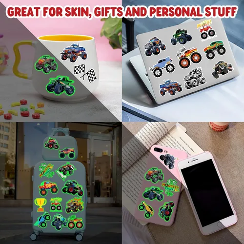 Vista 7 de 96 tatuajes temporales precortados de Monster Truck para niños, suministros para fiestas de cumpleaños, recuerdos y decoraciones súper lindos