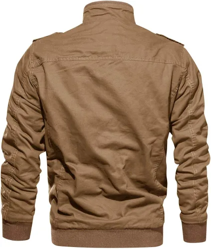 Vista 3 de CRYSULLY - Chaqueta de invierno de forro polar para hombre estilo informal con varios bolsillos abrigo de campo