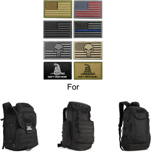 Vista 5 de WZT - Conjunto de 8 piezas de parches tácticos de moral con bandera americana, militar