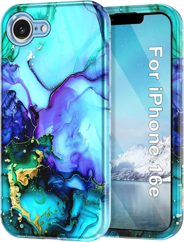 Vista 16 de Btscase Funda para iPhone 16 (2024), [probada en caídas de grado militar] Diseño de patrón de mármol delgado, resistente, a prueba de golpes