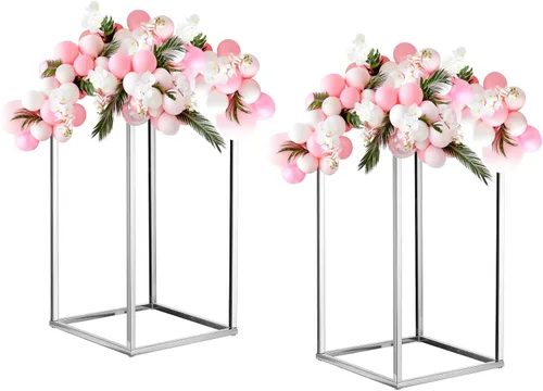 Vista 10 de MECCANIXITY Columna de jarrón de flores de boda, soporte de metal para flores de 15.7 pulgadas de alto, para decoración de bodas, fiestas, cenas
