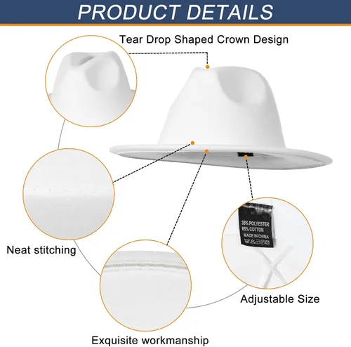 Vista 5 de EOZY Sombrero Fedora de ala ancha para mujer y hombre, gorra de Panamá