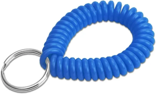 Vista 35 de Lucky Line - Resorte de muñeca en espiral de 2 pulgadas de diámetro con llavero de acero, multicolor, pulsera flexible para muñeca, se estira hasta