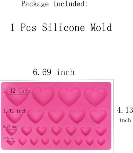 Vista 2 de Generic Molde de silicona en forma de corazón para chocolate, gomitas, dulces, helados, postres, mantequillas, gomitas, mentas, pasteles, cubitos